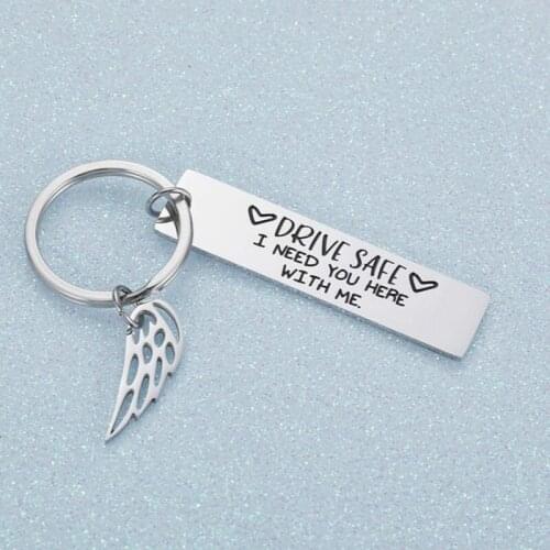 Key Chain Stainless Steel Keyrings Gift Drive Safe I Need You Here with Me Couples Boyfriend Car Key Chains