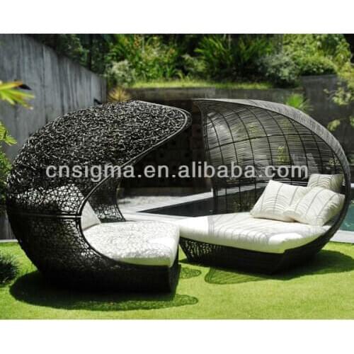 Design Furniture PE Rattan Synthetic Wicker daybed Outdoor Sun Lounge