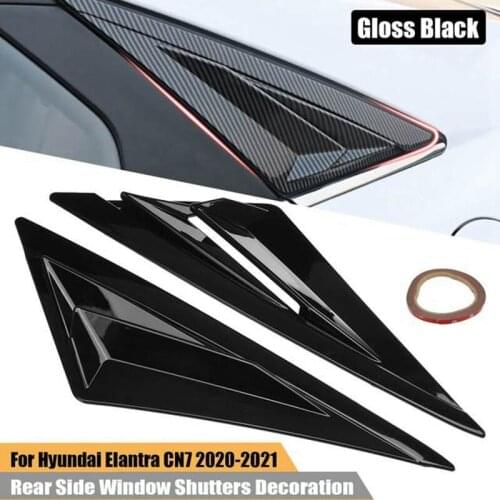 For Hyundai Elantra CN7 2020-2021 2PCS/Set Rear Side Window Shutters Decoration Trim Body Kits Glossy Black