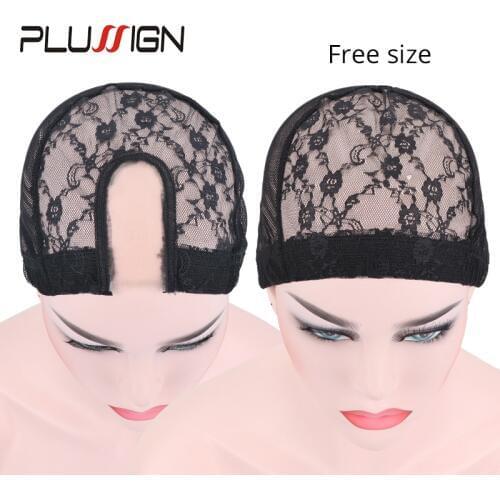 Plussign Free Size Elastic Band Lace Wig Caps For Making Wigs Soft U Part Swiss Lace Dome Mesh Cap Ventilating Wig Cap