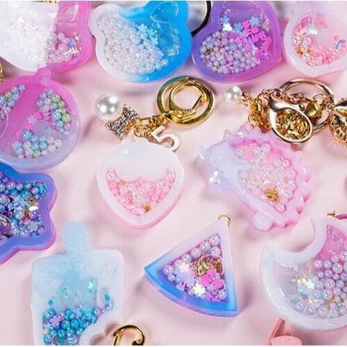 Shake Ice Cream Charm pendant Silicone Mold Drippy Popsicle Resin Mold Star Bear Key Chain Mold Kawaii Craft UV Resin Supplies