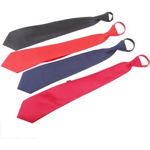 Tie For Men Zipper Large Tie Lazy Narrow Easy Pull The Rope Tie Solid Wedding Business Supplies