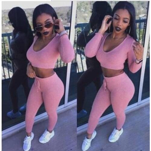 2 Two Piece Set Women Suit Outfit Crop Top Legging Sweatpants Set Casual Crop Hoodie Set Female Sweatshirt Pants Tracksuit
