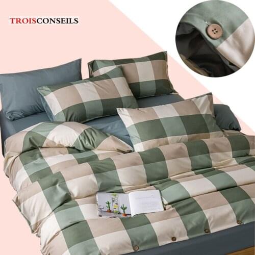 Green Grid Duvet Cover Sets Plaid Bedding Sets Cute Quilt Cover Pillowcase Bed Flat Sheets Modern Twin Full Single Bedclothes