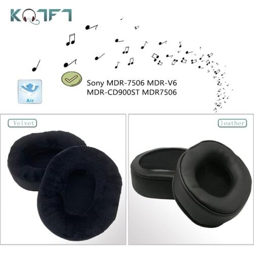 KQTFT 1 Pair of Velvet Replacement EarPads for Sony MDR-7506 MDR-V6 MDR-CD900ST MDR7506 Headset Earmuff Cover Cushion Cups