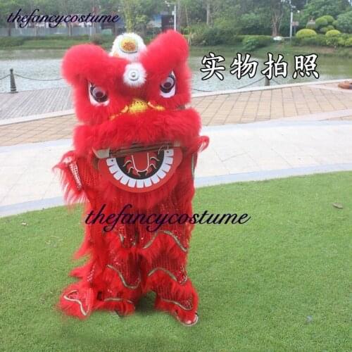 Red 12 inch Royal Lion Dance Mascot Costume For 2-5 Age Children Cartoon Family Props Outfit Dress Party Carnival Festivall