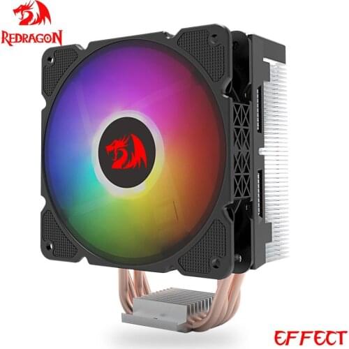 REDRAGON Effect 4 Copper Heatpipes CPU Cooler Radiator Silent 120mm PWM RGB LED Fan 4PIN 130W for 115x/1366/2011/AM4 CC-2000