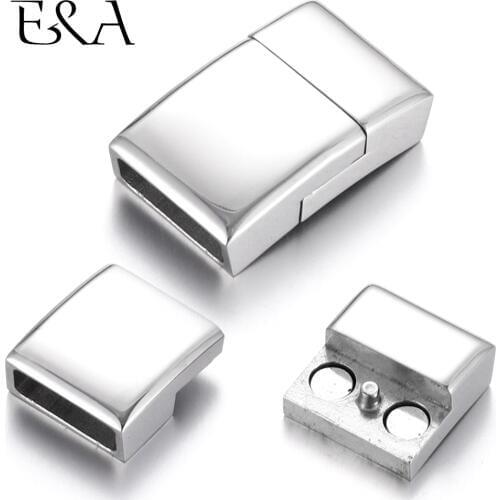 Stainless Steel Magnetic Clasps Hole 12*4mm Flat Leather Cord Clasp Magnet Buckle Bracelet Connector DIY Jewelry Making Supplies