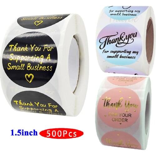 1.5inch 500Pcs Cute Aesthetic Stickers Thank You Supporting My Small Business Supply Kawaii Scrapbooking Stationery Seal Label