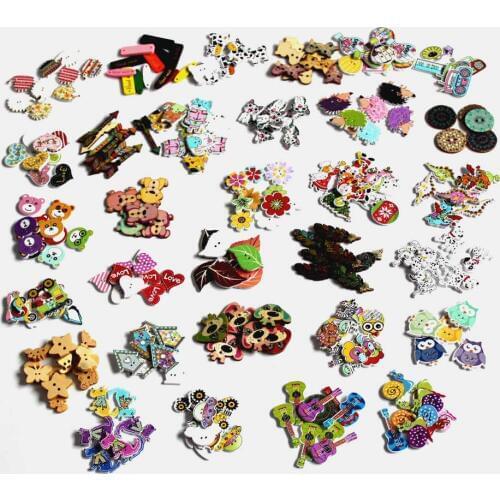 40-50pcs/package Mix Styles Random Send Cartoon Flatback Wooden Buttons DIY Scrapbooking Sewing Crafts and scrapbook L-3