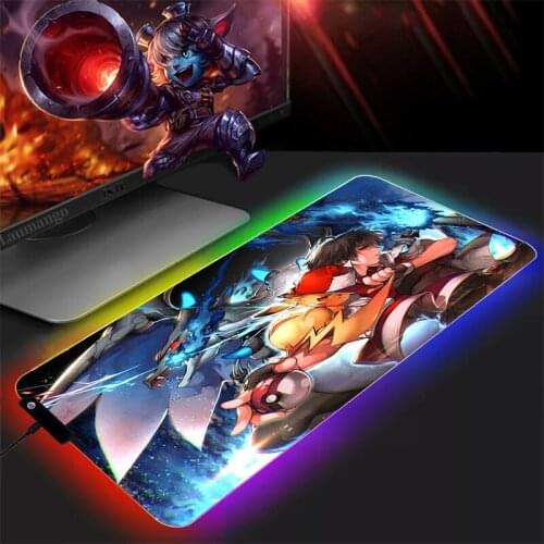 RGB Pokemon Mouse Pad Computer Gaming Accessories Keyboard Carpet Anime PC Gamer Completo Mausepad LED Backlight Dywan Mousepad