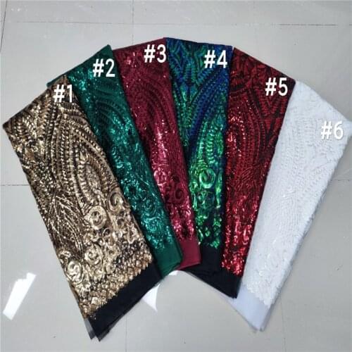 Luxury African Lace Fabric 2020 High Quality Lace Multicolor Mesh Sequin Lace Fabric For Wedding Party French Tulle Lace Fabric