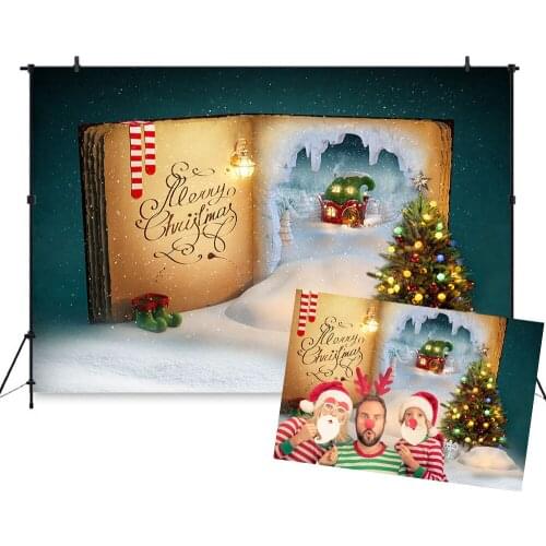 Christmas Themed Backdrop for Photography Winter Snow Book Christmas Tree Background Snowflake newborn House Photocall