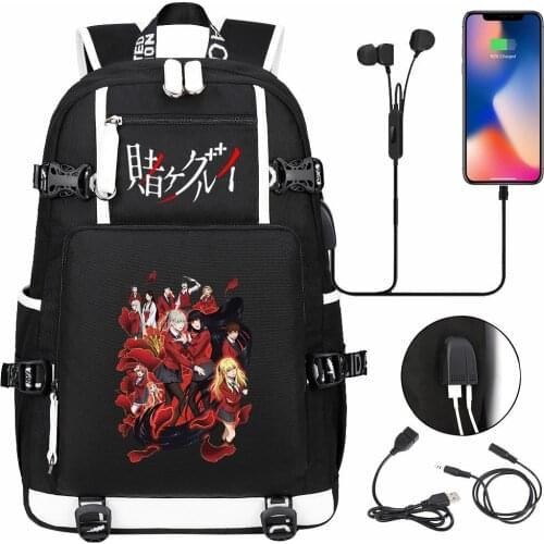 Kakegurui Jabami Yumeko Cosplay Mens Backpack Vintage Women Canvas Backbag Large Capacity Travel Bags Laptop Mochila Feminina