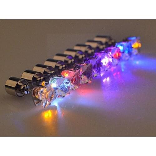 LED Light Christmas Gift Halloween Party Square Night Earrings Jewelry For Men Bling Studs Women Fashion G8Q5