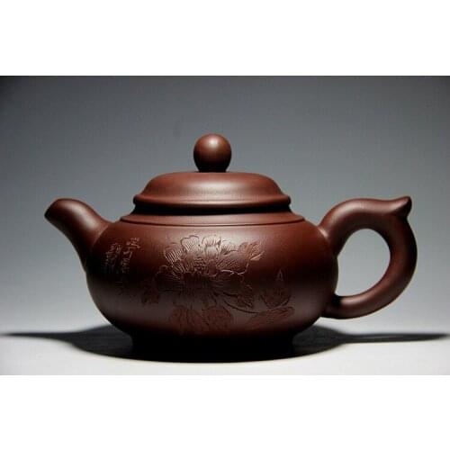 Raw Ore Purple Peony Cherry Pot 340cc Yixing Zisha teapot famous handmade authentic
