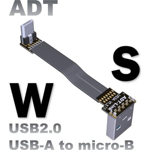 Aerial FPV USB 2.0 Micro-B to USB-A Flat Cable For HDTV AV Aerial Photography 90 Degree Connector Drone Gopro DSLR Gimbal