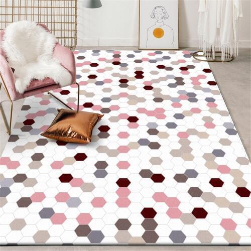 Wishstar Nordic Pink Plaid Girls Rugs Princess Style Children Carpet Rugs Kids Bed Room Rectangle Carpet For Living Room Kitchen