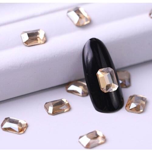 10 / piece new nail water drill rectangular flat back crystal shining 3D water drill gem nail art decoration