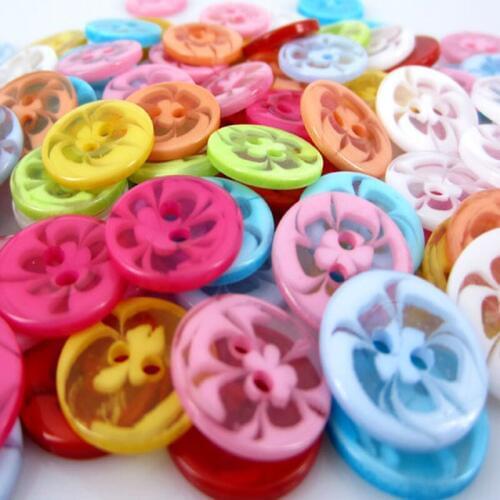 100 1/2" Mixed Color Flower Pattern Resin Buttons Fit Sewing craft 13.5mm
