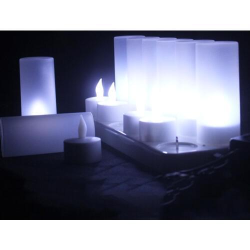 12 pieces Cool White Flickering Flameless oplaadbare kaarsen,Battery Operated blue green led bougie red vela electrica for Dec