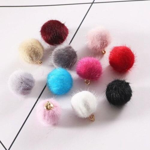 16mm Colorful Cute Faux Rabbit Fox fur Pompon Pendant DIY Handmade Fashion Jewelry Accessories Christmas