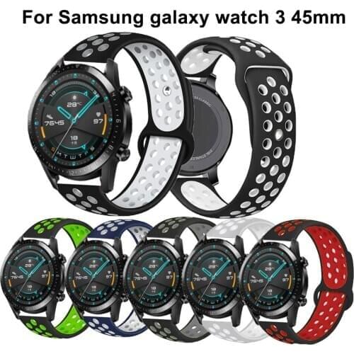 20mm 22mm Sport Silicone strap for Samsung Galaxy Watch 3 41mm Bracelet for galaxy watch 3 45mm S3 Frontier Watchbands Correa