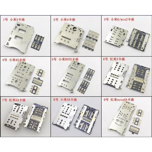 3 4 4S 6 MIX2 5A 5X NOTE NOTE5A Redmi 2/3in1 Micro Dual SIM SD TF Card Socket Connector Slot Tray Holder Reader PCB Repair Part