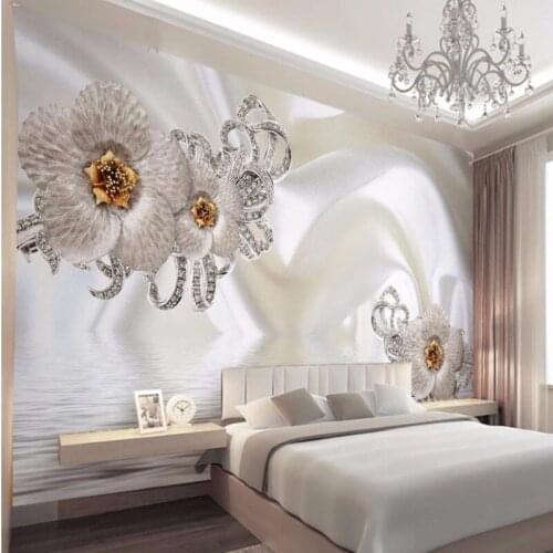 Beibehang Custom 3D Wallpaper Home Decor Background Wallpaper Diamond Flower Hotel Bathroom Living Room Large Art Wall Painting