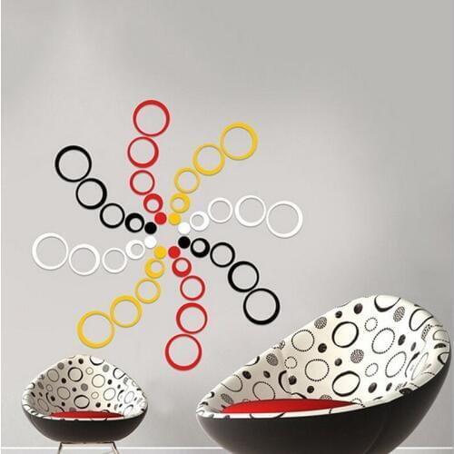 5Pcs Modern 3D Circles Ring Wall Stickers DIY Indoor Room Wall Home Decor
