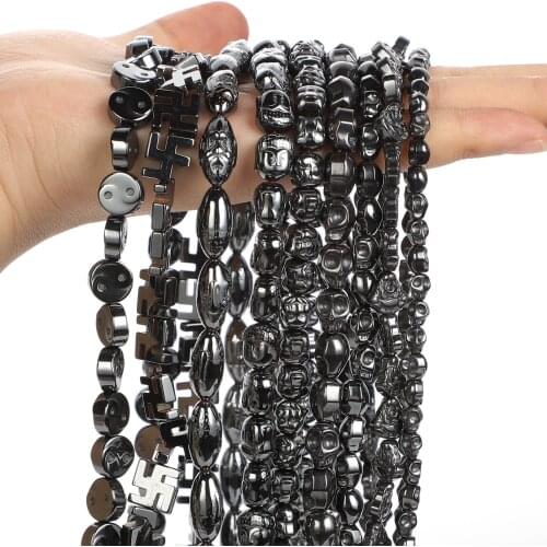 Natural Stone Beads Buddha Hematite Animal BuddhismLoose Spacer Beads for Jewelry Making Pray Bracelets Necklace DIY Accessories