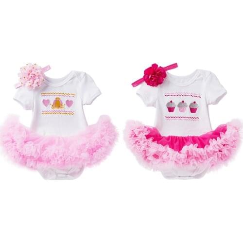 Embroidery 0-24 Birthday New Infant Toddler Baby Girls Short Sleeve Romper Dress Suit-Cute Kids Party Clothes