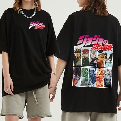 Jojo Bizarre Adventure Double Sided T Shirt Men Women Japan Anime Summer Top T-shirt Kawaii Jojo Graphic Tshirt Unisex Cartoon