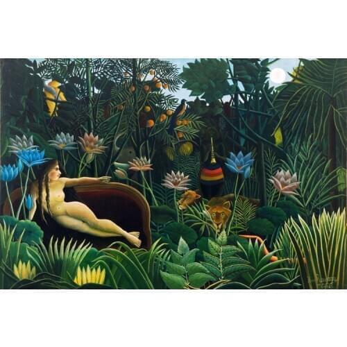 Figurative canvas prints giant posters symbolism scenery art pastoral Imagich Top 100 prints the Dream, 1910 By Henri Rousseau