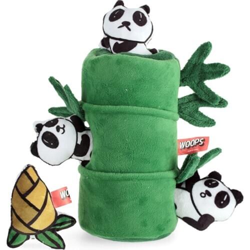 Dog Toys Set Q-MONSTER Hide and Seek Plush Squeaky Toys Panda Shark Mouse House Interactive Funny Toys