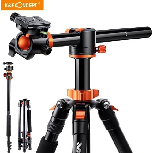 K&F Concept 72 Inch Camera Tripod, S211 Transverse Center Column Aluminium DSLR Vlog Video Tripod with 360 Degree Ball Head