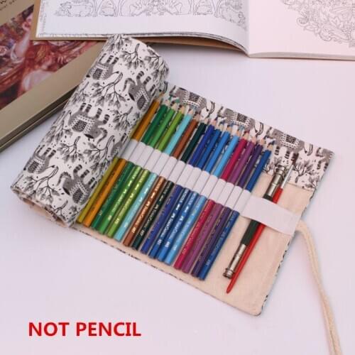 Kawaii 36/48/72 Hole Ethnic Elephant Roll Pencil Case Print Art Pen Canvas Pen Curtain Large Capacity School Supplies Stationery