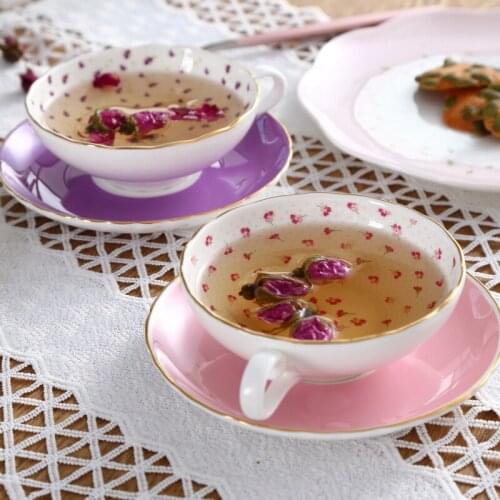 Ceramic flower tea cup bone china coffee cup and saucer English afternoon tea tea set coffee cupCustom Logo