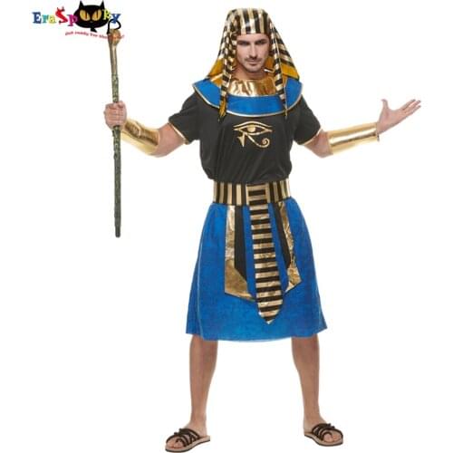 Eraspooky Adult Egyptian Pharaoh Costume Halloween Costum Men Plus Size King of Egypt Cosplay 2021 New Arrival Purim Outfit