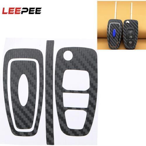 LEEPEE 1 Set Car Key Case Modification Sticker Self Adhesive For Ford Focus Carbon Fiber Key Cover Protector Car Styling