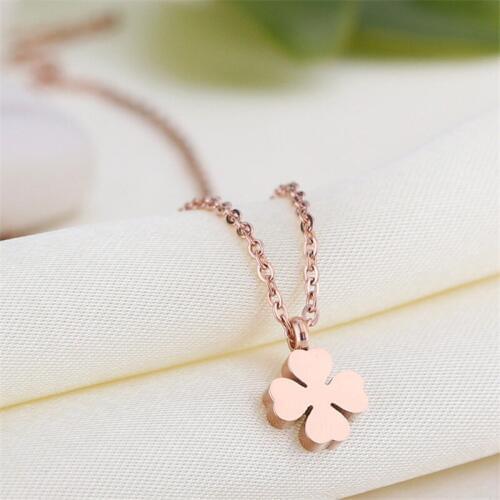 YUN RUO Fashion Rose Gold Color Lucky Flower Pendant Necklace Titanium Steel Jewelry Woman Birthday Gift Not Fade Drop Shipping