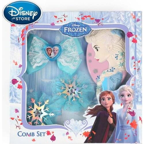 Disney Frozen 2 Accessory Set Hairpin Hair Rope Comb Cartoon Anna Elsa Princess Anti-Static Hair Care Brushes Girl Cosplay Props