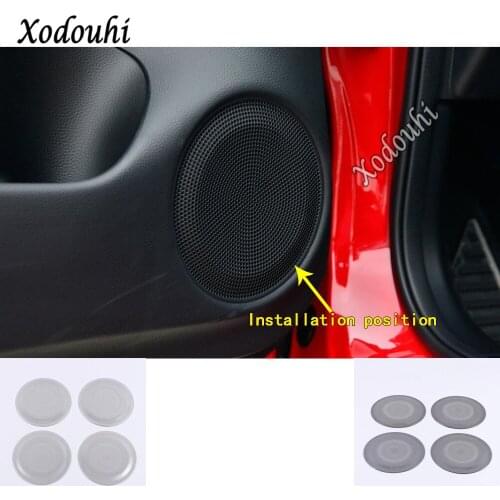 For Honda Fit Jazz 2020 2021 Car Door Cover Sticker Stainless Steel Audio Speak Sound Cover Ring Circle Lamp Trim Moulding Parts