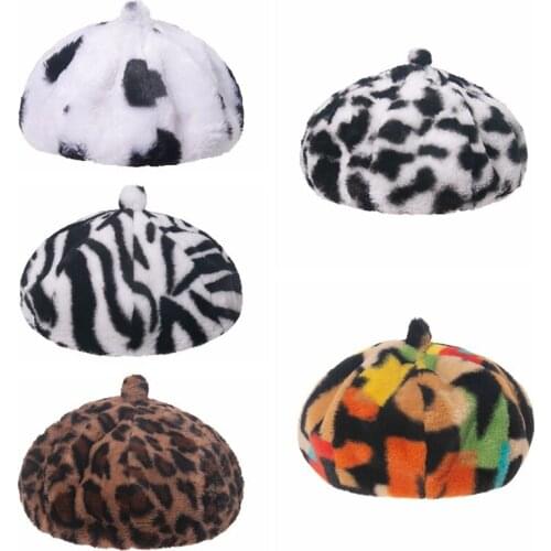 New Outdoor Multicolor Faux Fur Bucket Hats Women Winter Soft Warm Hat Beret Hat