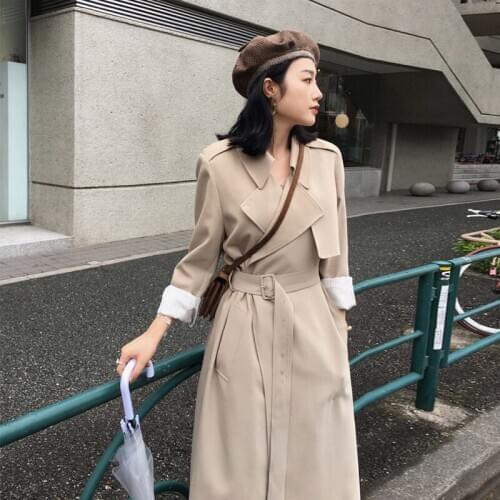 Popular High-End Atmospheric Windbreaker 2020 Womens Mid-Length Spring Autumn Temperament British Style Trench Coat Female E472