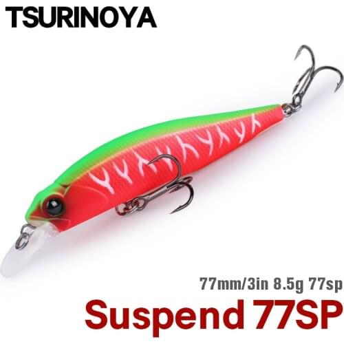 TSURINOYA Jerkbait DW101 77mm 8.5 Suspending Minnow Fishing Lure 77SP Artificial Hard Baits Movement System Pike Fishing Wobbler