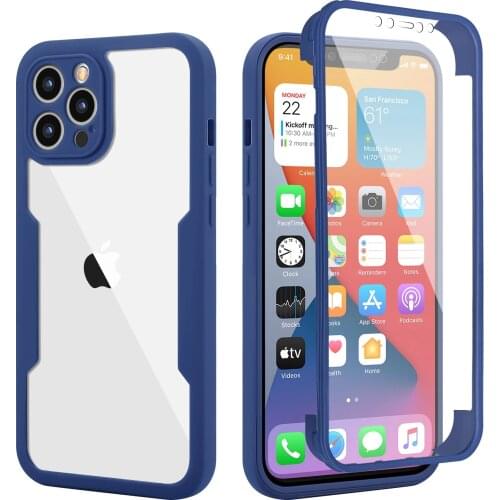 360 Full Coverage Shockproof Case For iPhone 11 12 Pro Max XSMax XR XS X 8 7 Plus SE2020 PET Film Transparent Acrylic Back Cover