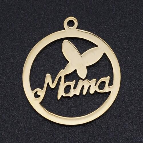 5pcs/lot 100% Stainless Steel Love Mama Charms Wholesale Accept OEM Order Top Quality Never Tarnish Bracelets Pendants