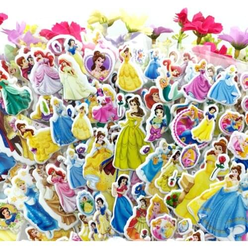 Disney Snow White Mermaid Princess scrapbooking for kids rooms decor diary notebook decoration toy 3D sticker