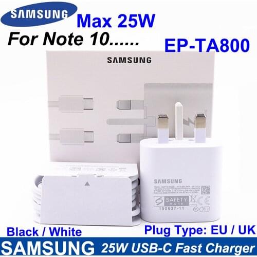 EP-TA800 Samsung 25W Super Fast Charger EU / UK Dubbele Type C Travel Quick Charging For GALAXY Note10 Note10 Plus Note 20 Ultra